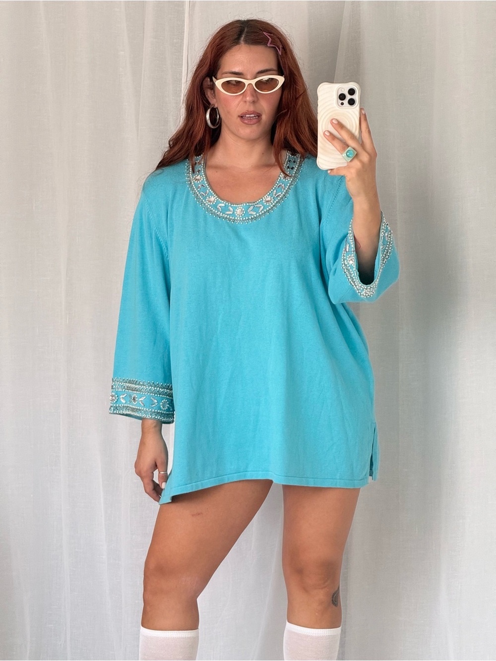 ✦ glam vintage 90s beaded tunic top / mini dress✦